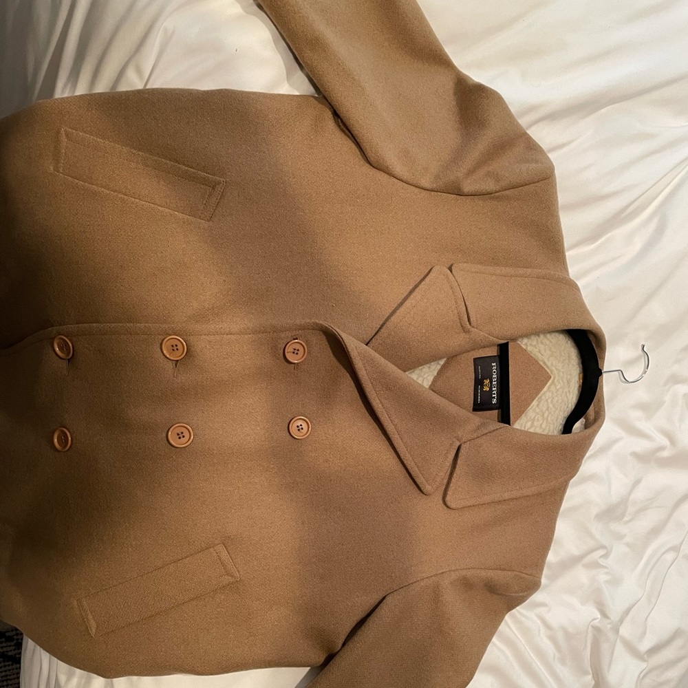 Selling incredibly nice Roberts Pea Coat! Large. Silk arms Excellent condition!